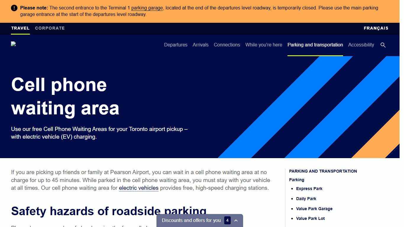 Cell Phone Waiting Area | Toronto Pearson Airport | Pearson Airport